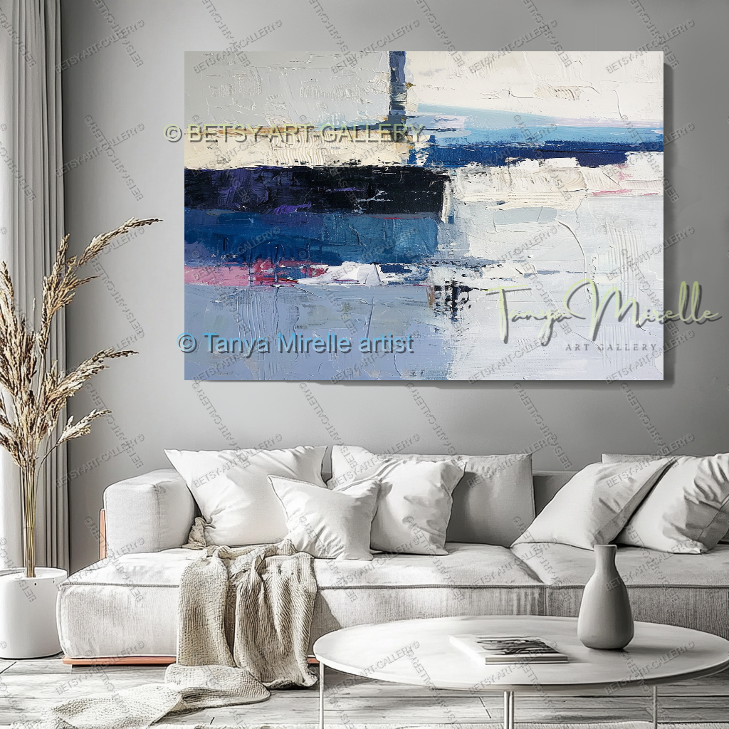 Modern Plum Accent Abstract Wall Art – Large Neutral Canvas Wall Art, No Frame