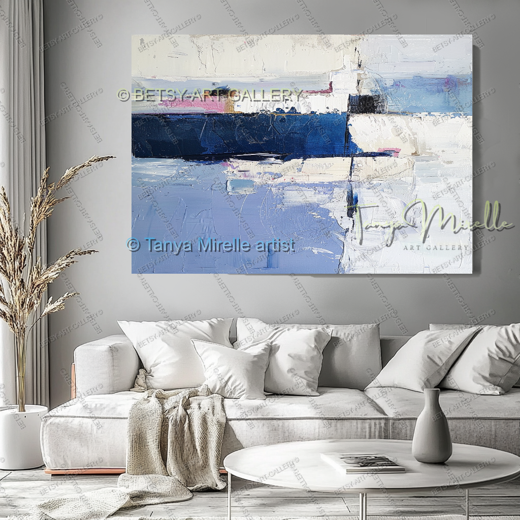 Modern Plum Accent Abstract Wall Art – Large Neutral Canvas Wall Art, No Frame