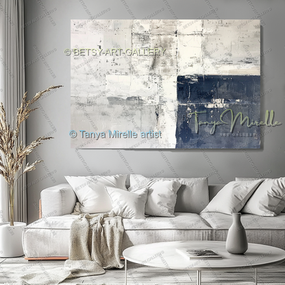 Indigo Statement Piece - Large Hand-Painted Abstract Wall Art