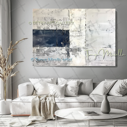 Indigo Statement Piece - Large Hand-Painted Abstract Wall Art