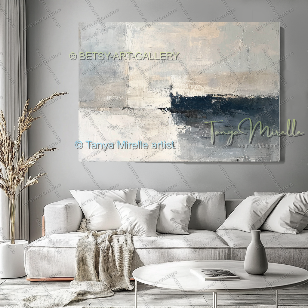Indigo Statement Piece - Large Hand-Painted Abstract Wall Art
