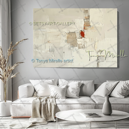 Copper Accent Wall Art - Large Taupe Art for Contemporary Decor