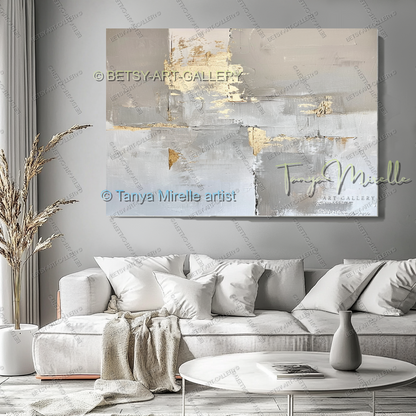 Architectural Gold Layers – Large Impasto Canvas Art for Modern Interiors