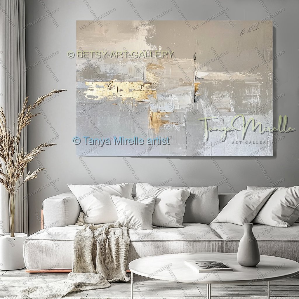 Architectural Gold Layers – Large Impasto Canvas Art for Modern Interiors