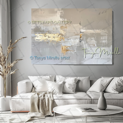 Architectural Gold Layers – Large Impasto Canvas Art for Modern Interiors