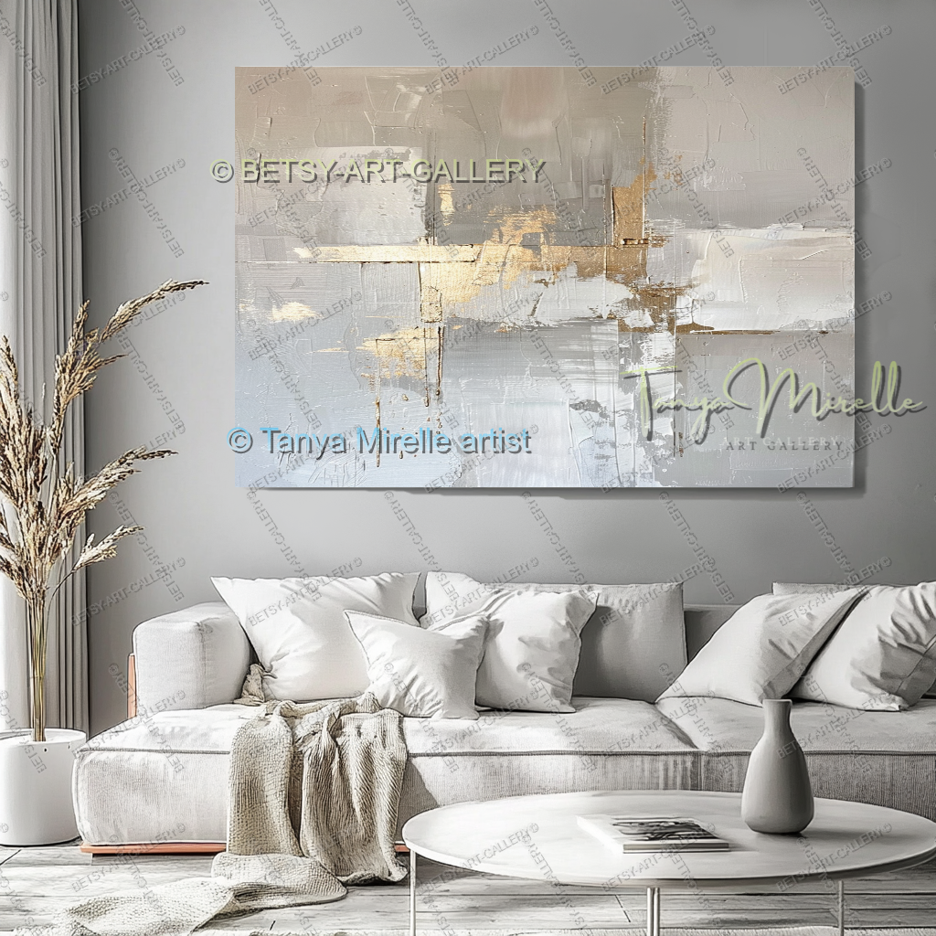 Architectural Gold Layers – Large Impasto Canvas Art for Modern Interiors