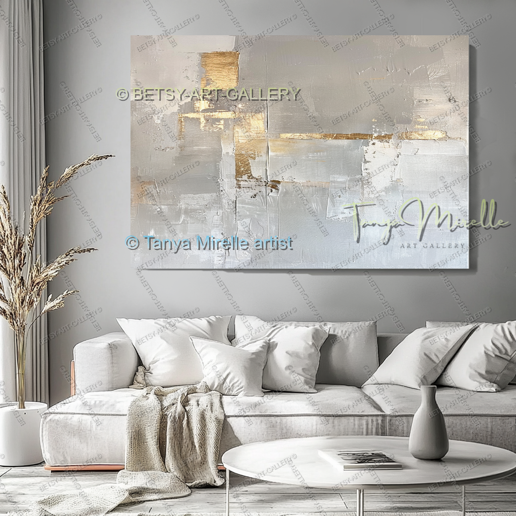 Architectural Gold Layers – Large Impasto Canvas Art for Modern Interiors