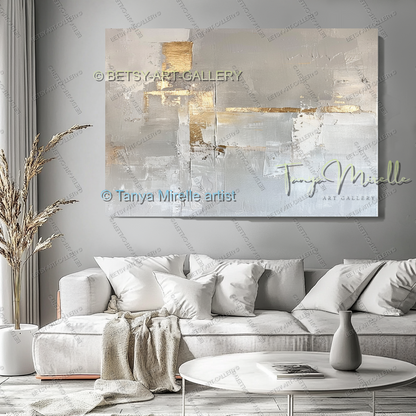 Architectural Gold Layers – Large Impasto Canvas Art for Modern Interiors