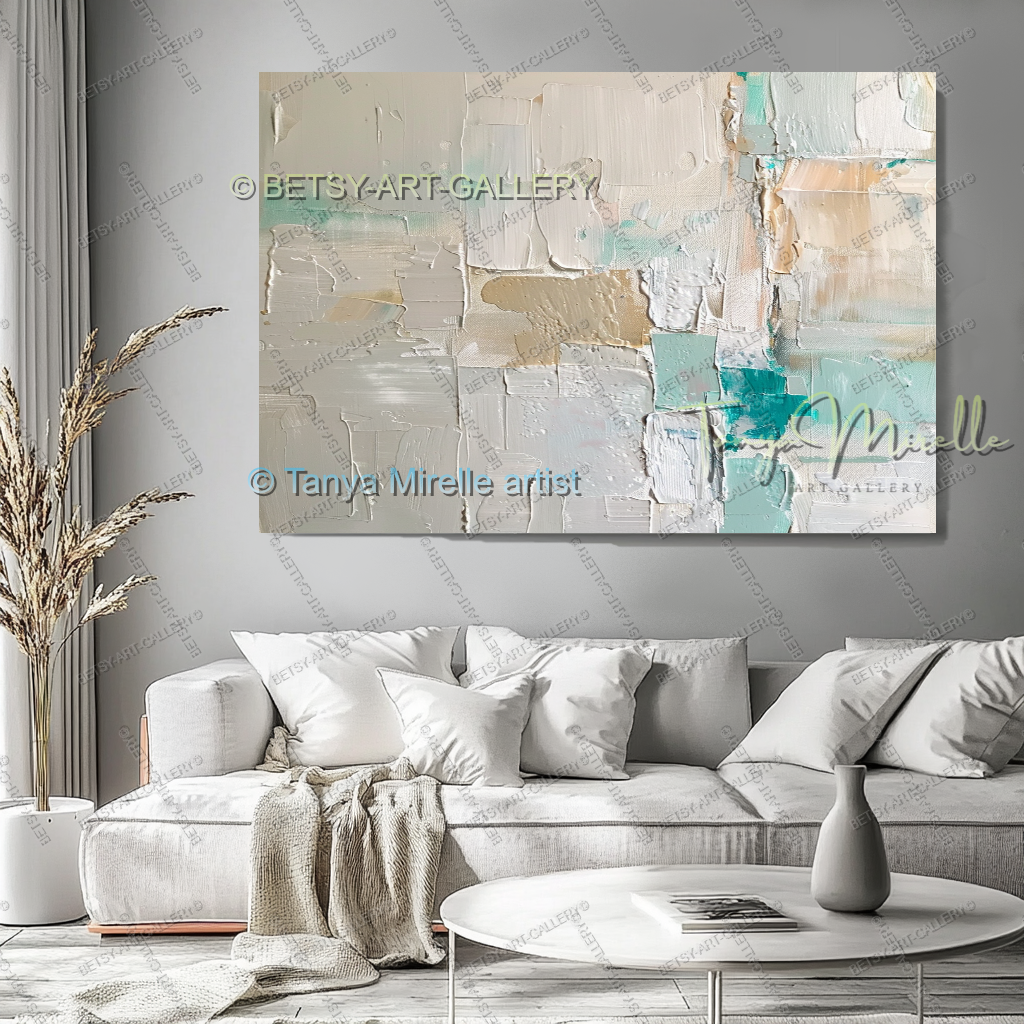 Industrial Ocean Abstract - Large Neutral Canvas Art for Living Room
