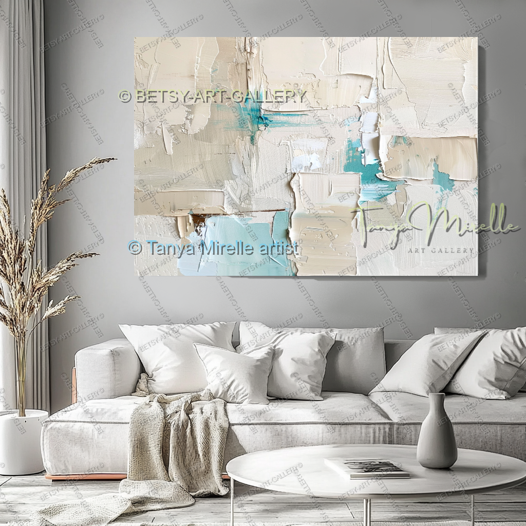 Industrial Ocean Abstract - Large Neutral Canvas Art for Living Room