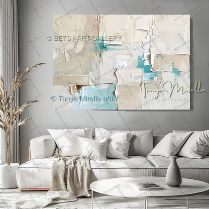Industrial Ocean Abstract - Large Neutral Canvas Art for Living Room