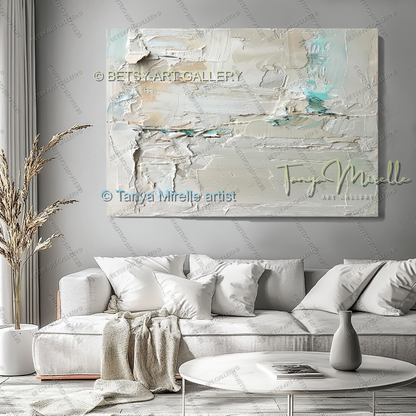 Industrial Ocean Abstract - Large Neutral Canvas Art for Living Room