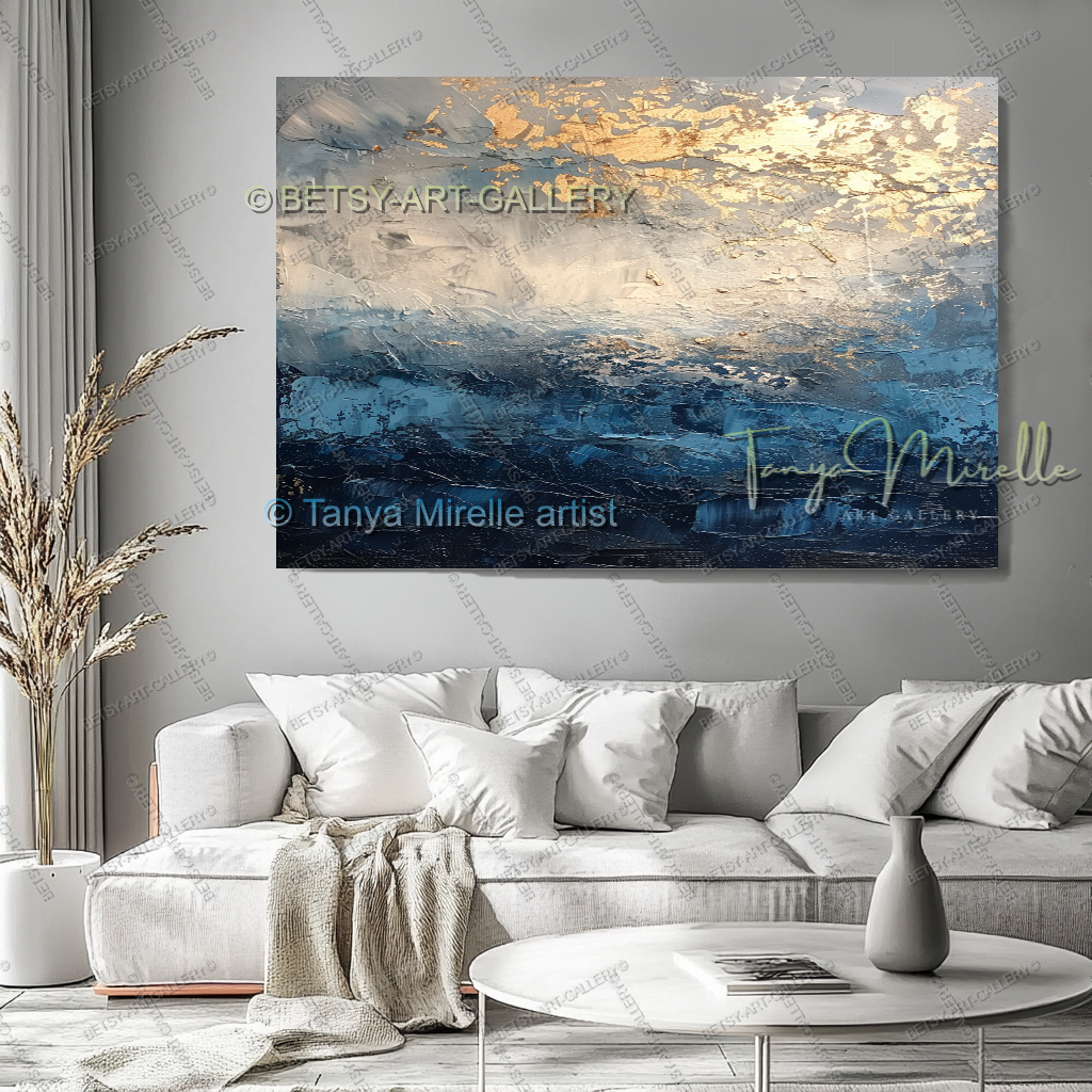 Deep Blue Structure – Modern Industrial Canvas, No Frame