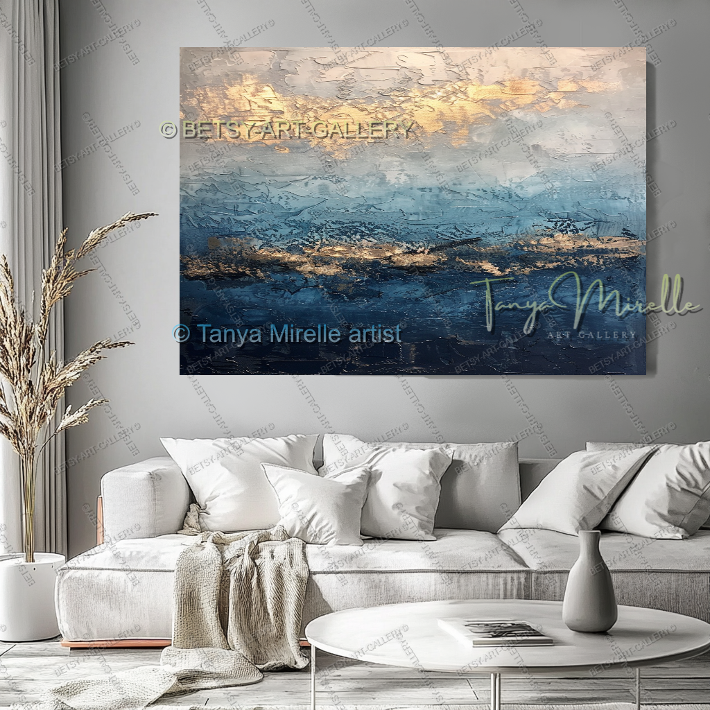Deep Blue Structure – Modern Industrial Canvas, No Frame
