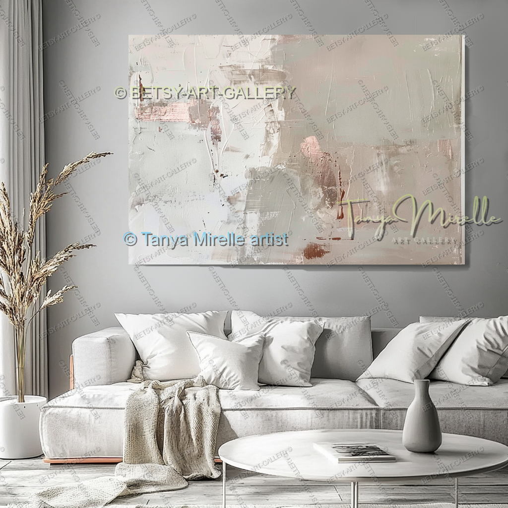 Soft White Abstract Painting – Handcrafted Canvas Wall Art, No Frame