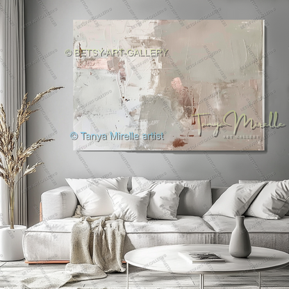 Soft White Abstract Painting – Handcrafted Canvas Wall Art, No Frame