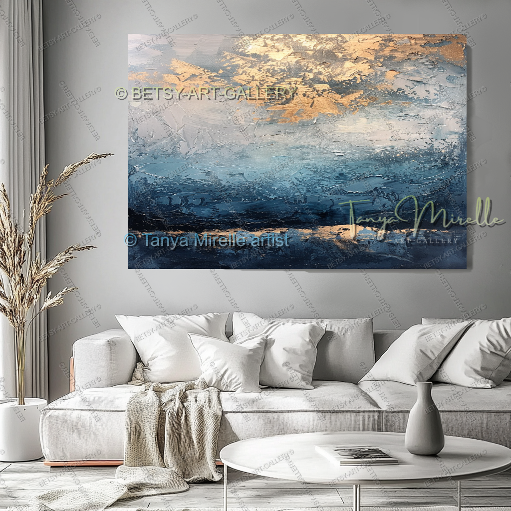 Deep Blue Structure – Modern Industrial Canvas, No Frame