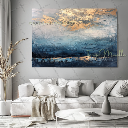 Deep Blue Structure – Modern Industrial Canvas, No Frame
