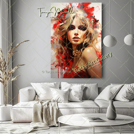 Pop Art Portrait Brigitte Bardot - Modern Canvas Print #2