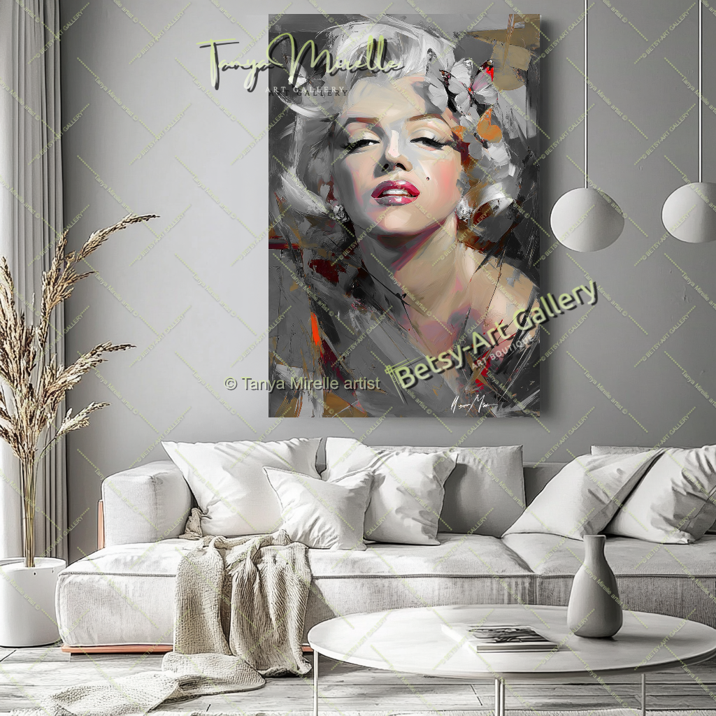 Iconic Drawing Portrait Marilyn Monroe - Modern Canvas Print