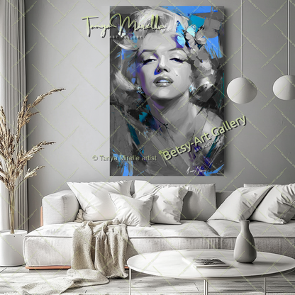 Iconic Drawing Portrait Marilyn Monroe - Modern Canvas Print