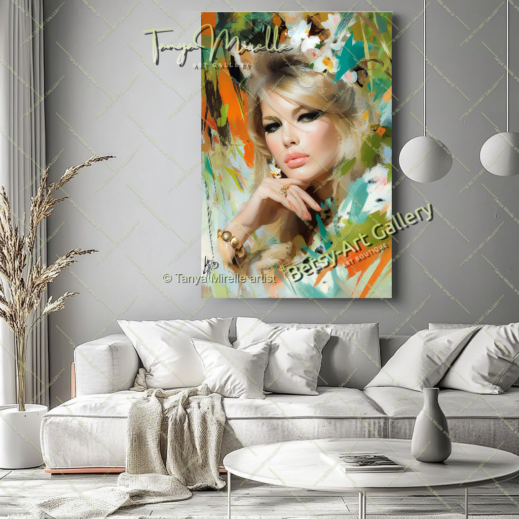 Charmant Brigitte Bardot Portrait - Modern Canvas Print