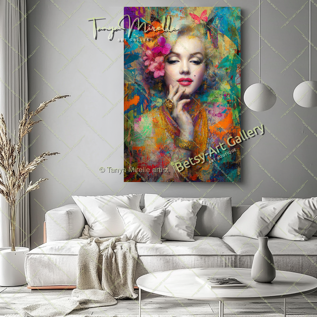 Oriental Marilyn Monroe Portrait - Vibrant Modern Canvas Print