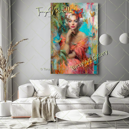 Oriental Marilyn Monroe Portrait - Vibrant Modern Canvas Print
