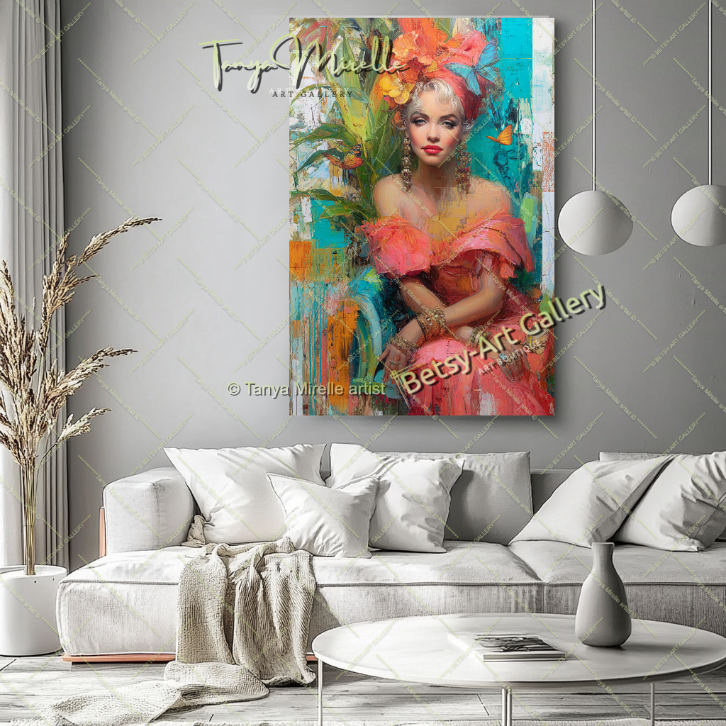 Oriental Marilyn Monroe Portrait - Vibrant Modern Canvas Print