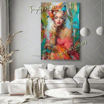 Oriental Marilyn Monroe Portrait - Vibrant Modern Canvas Print
