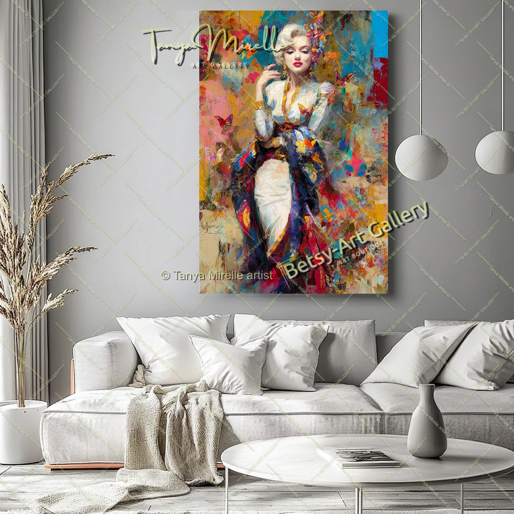 Oriental Marilyn Monroe Portrait - Vibrant Modern Canvas Print #6