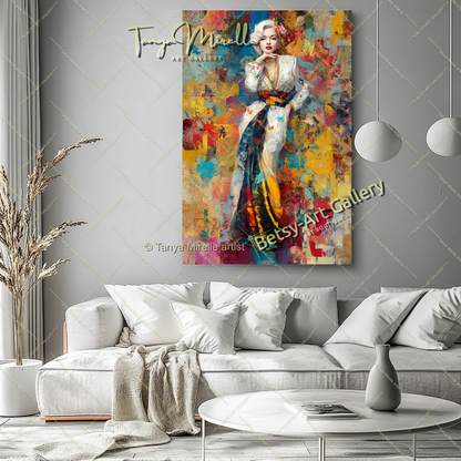 Oriental Marilyn Monroe Portrait - Vibrant Modern Canvas Print #9
