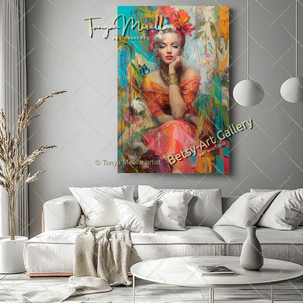 Oriental Marilyn Monroe Portrait - Vibrant Modern Canvas Print