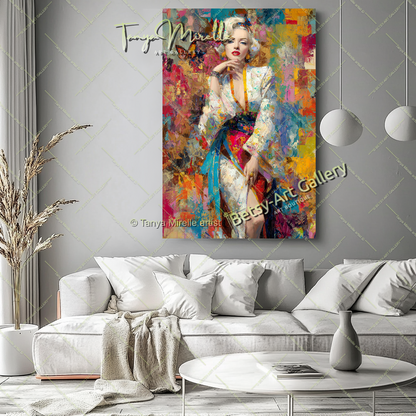Oriental Marilyn Monroe Portrait - Vibrant Modern Canvas Print #9