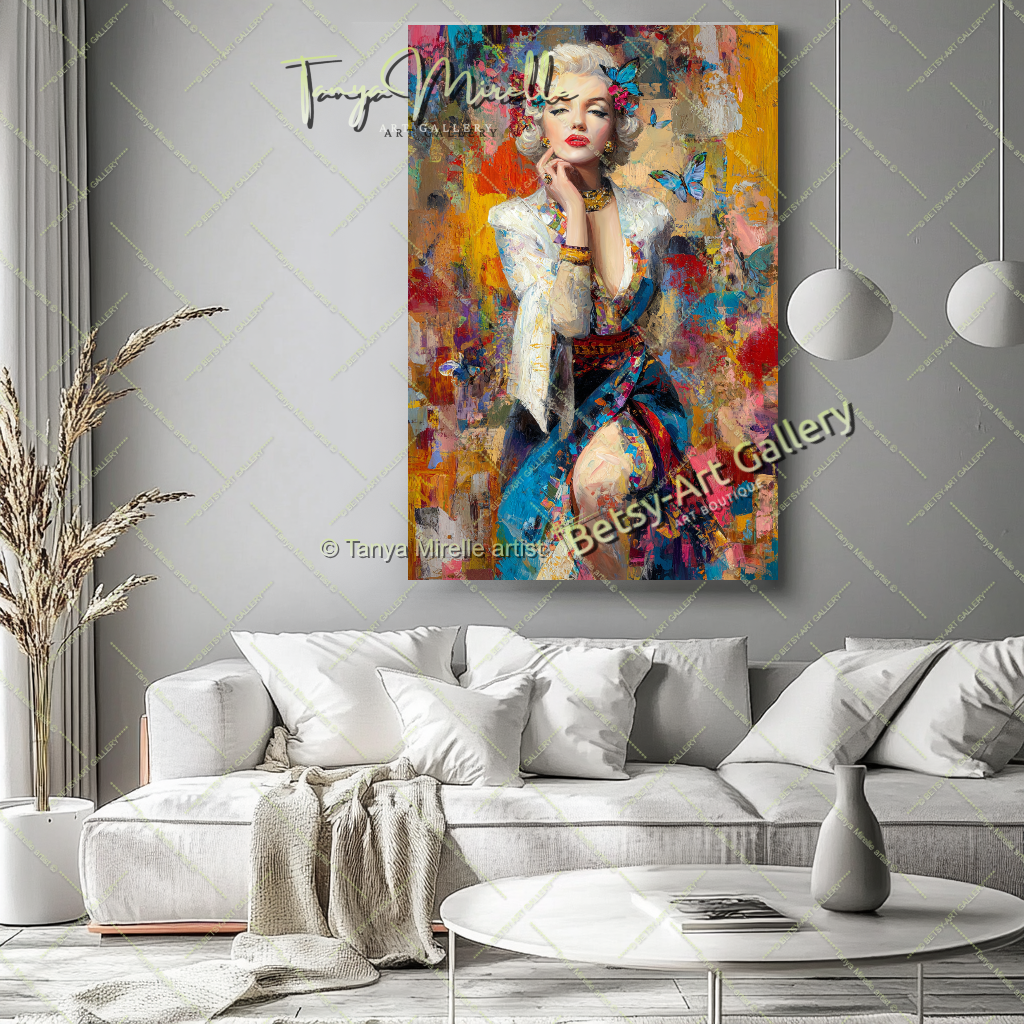 Oriental Marilyn Monroe Portrait - Vibrant Modern Canvas Print #9