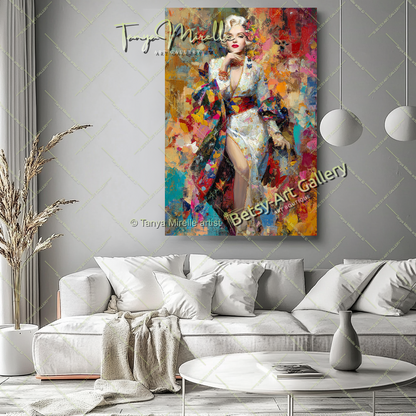 Oriental Marilyn Monroe Portrait - Vibrant Modern Canvas Print #9