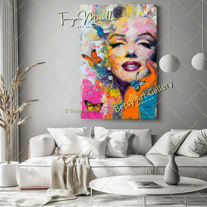 Oriental Marilyn Monroe Portrait - Vibrant Modern Canvas Print #4