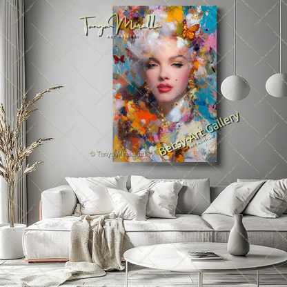 Oriental Marilyn Monroe Portrait - Vibrant Modern Canvas Print #4