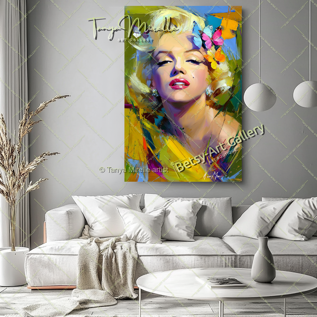 Iconic Drawing Portrait Marilyn Monroe - Modern Canvas Print