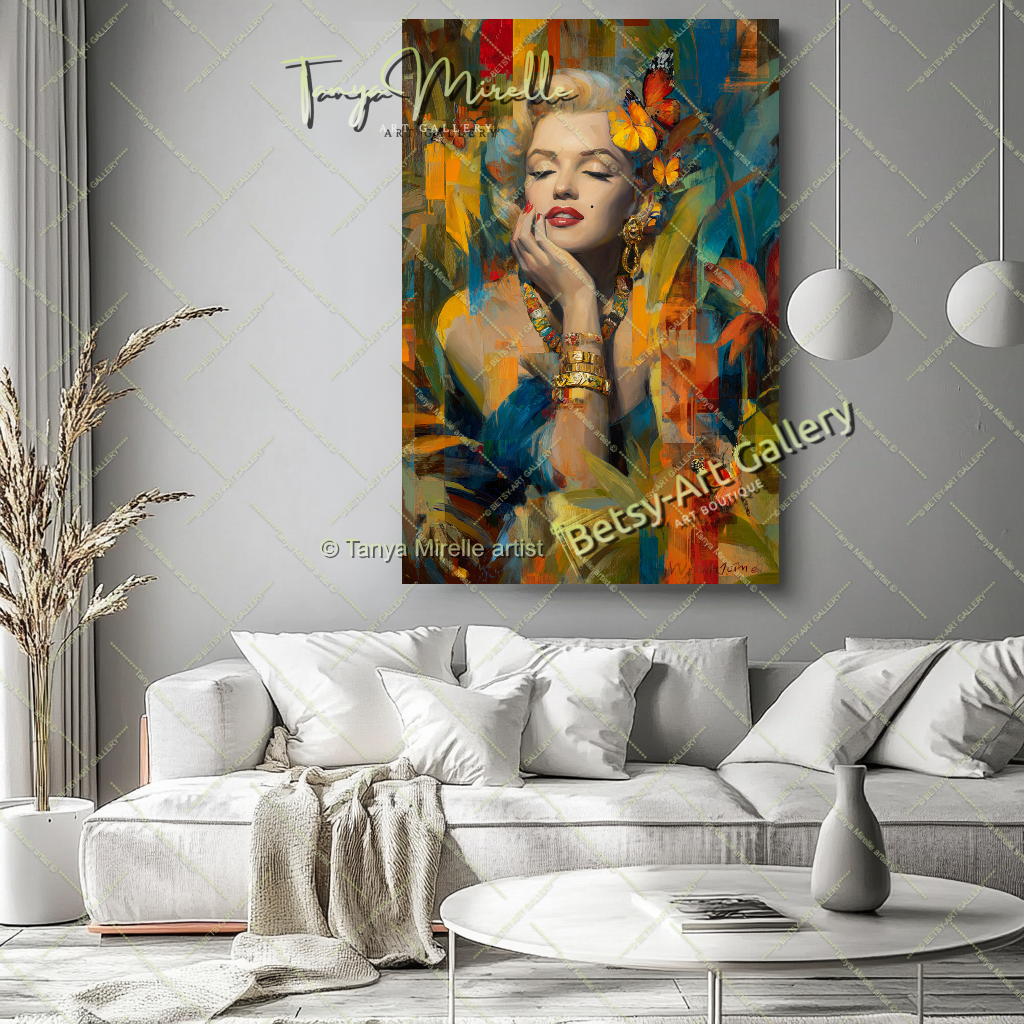 Oriental Marilyn Monroe Portrait - Vibrant Modern Canvas Print #4