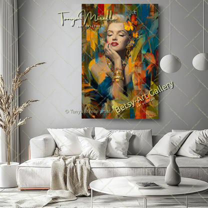 Oriental Marilyn Monroe Portrait - Vibrant Modern Canvas Print #4