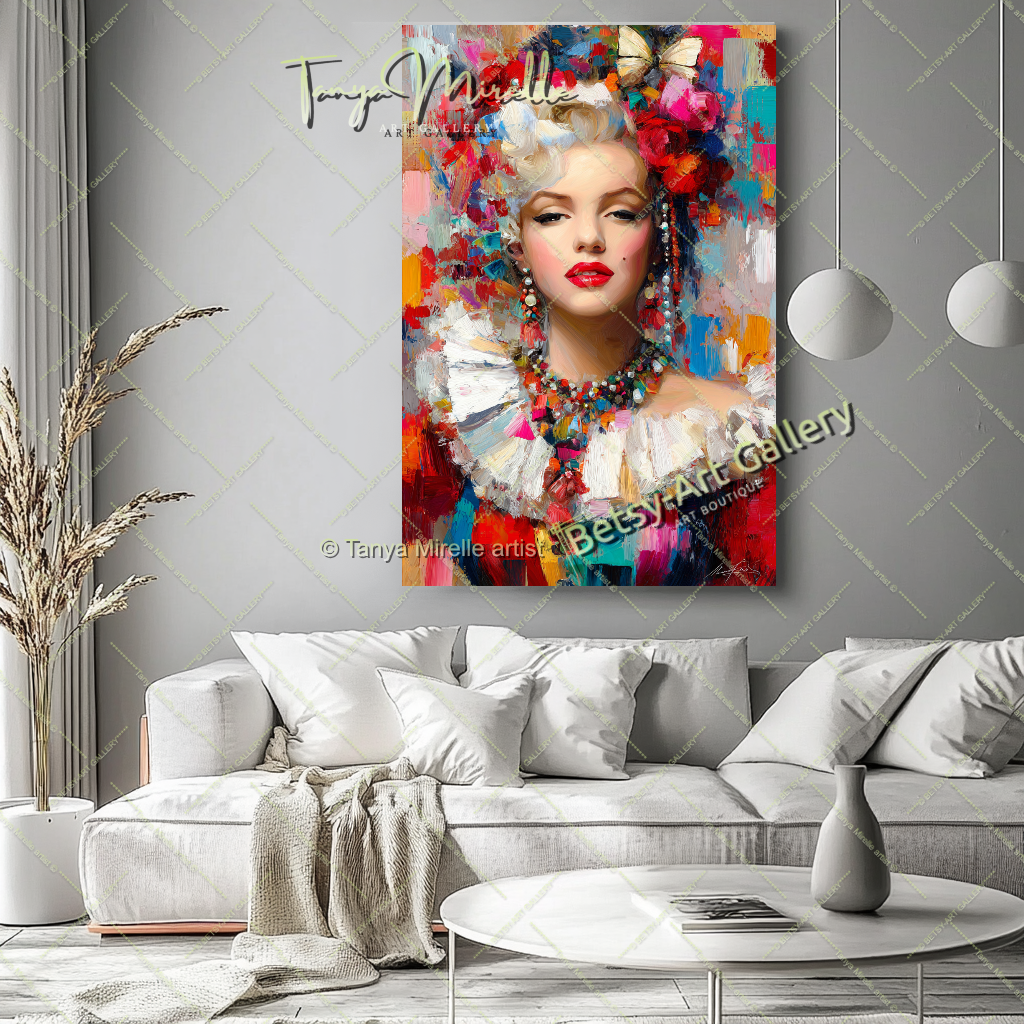 Oriental Marilyn Monroe Portrait - Vibrant Modern Canvas Print #4