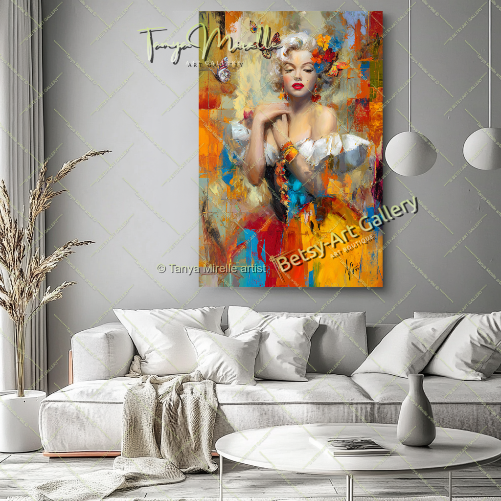 Oriental Marilyn Monroe Portrait - Vibrant Modern Canvas Print #7