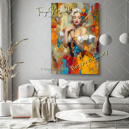 Oriental Marilyn Monroe Portrait - Vibrant Modern Canvas Print #7