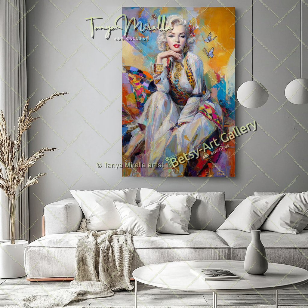 Oriental Marilyn Monroe Portrait - Vibrant Modern Canvas Print #7