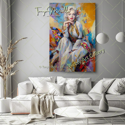 Oriental Marilyn Monroe Portrait - Vibrant Modern Canvas Print #7