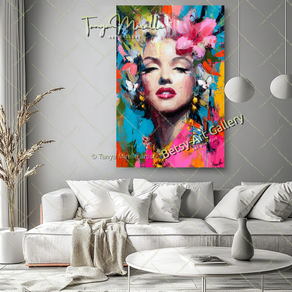 Oriental Marilyn Monroe Portrait - Vibrant Modern Canvas Print #4
