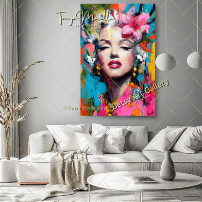 Oriental Marilyn Monroe Portrait - Vibrant Modern Canvas Print #4