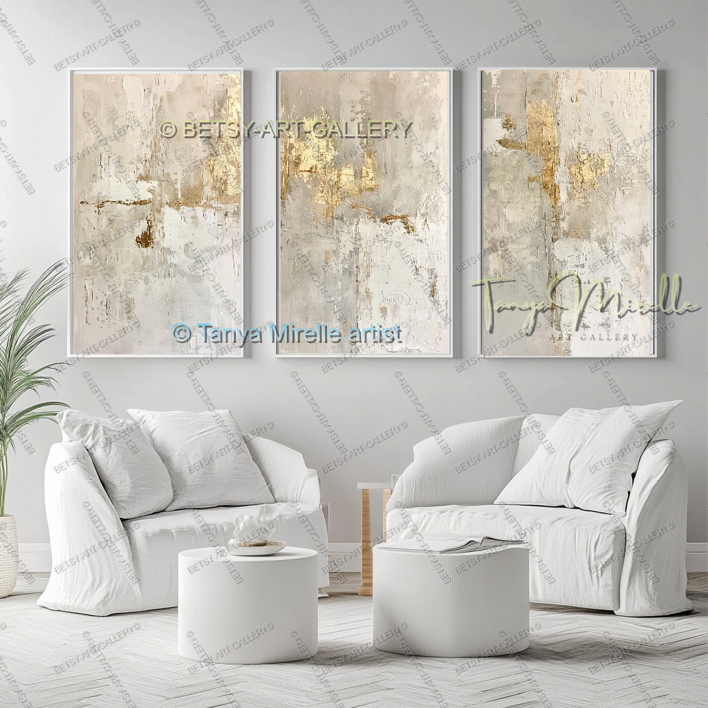 Sand and Gold Composition – Large Modern Textured Painting on Canvas