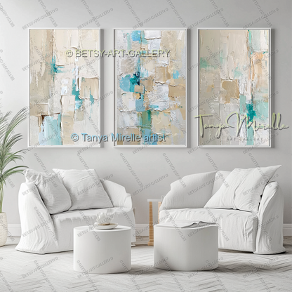Industrial Ocean Abstract - Large Neutral Canvas Art for Living Room